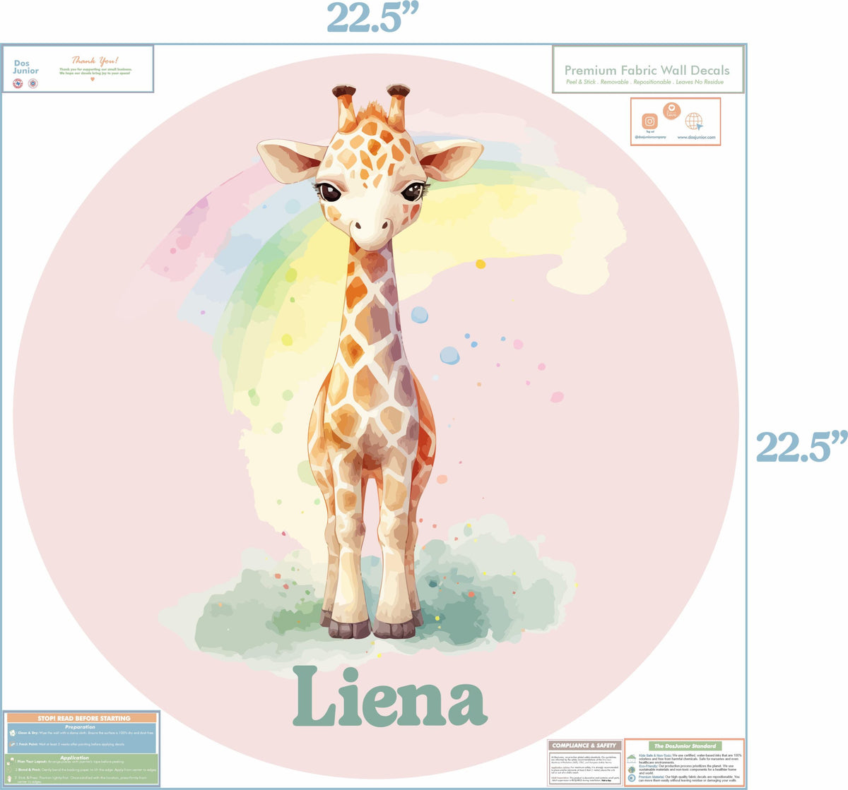 Custom Round Giraffe Textile Decal product image 9 by Dos Junior