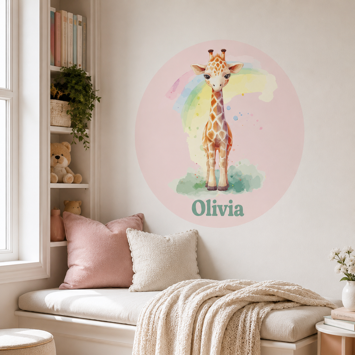 Custom Round Giraffe Textile Decal