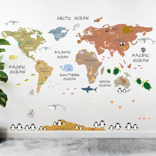 Soft Colorful World Map Decal