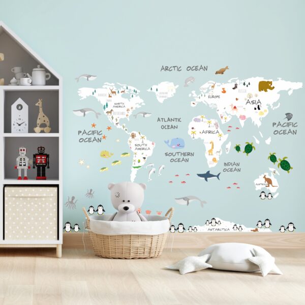 Soft White World Map Decal