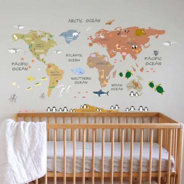 Soft Colorful World Map Decal