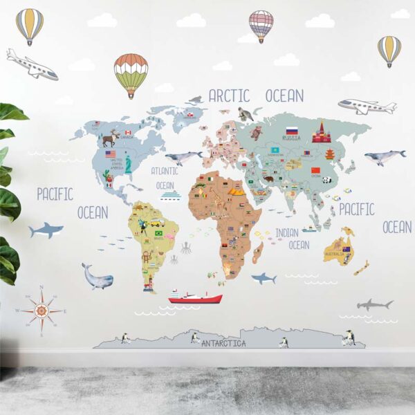 Countries Sky World Map Decal