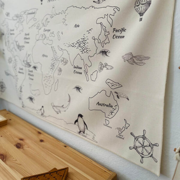 Natural World Map Tapestry