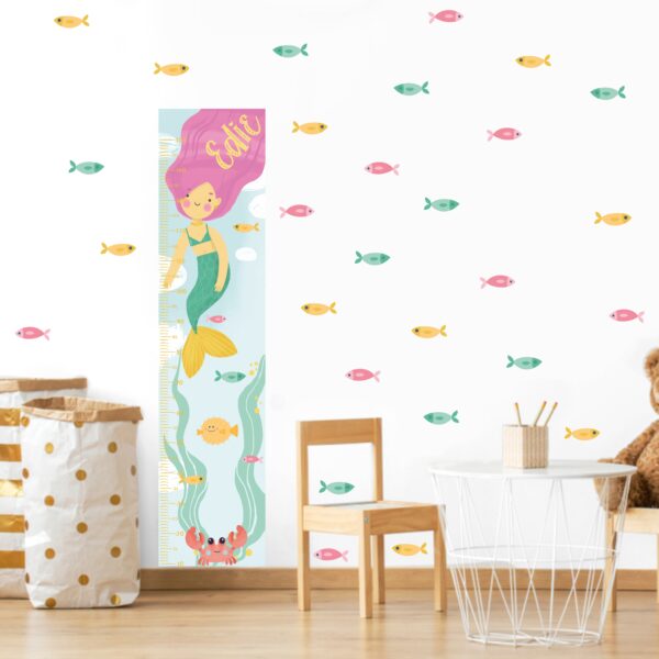 Personolized Mermaid Growth Chart Wall Decal