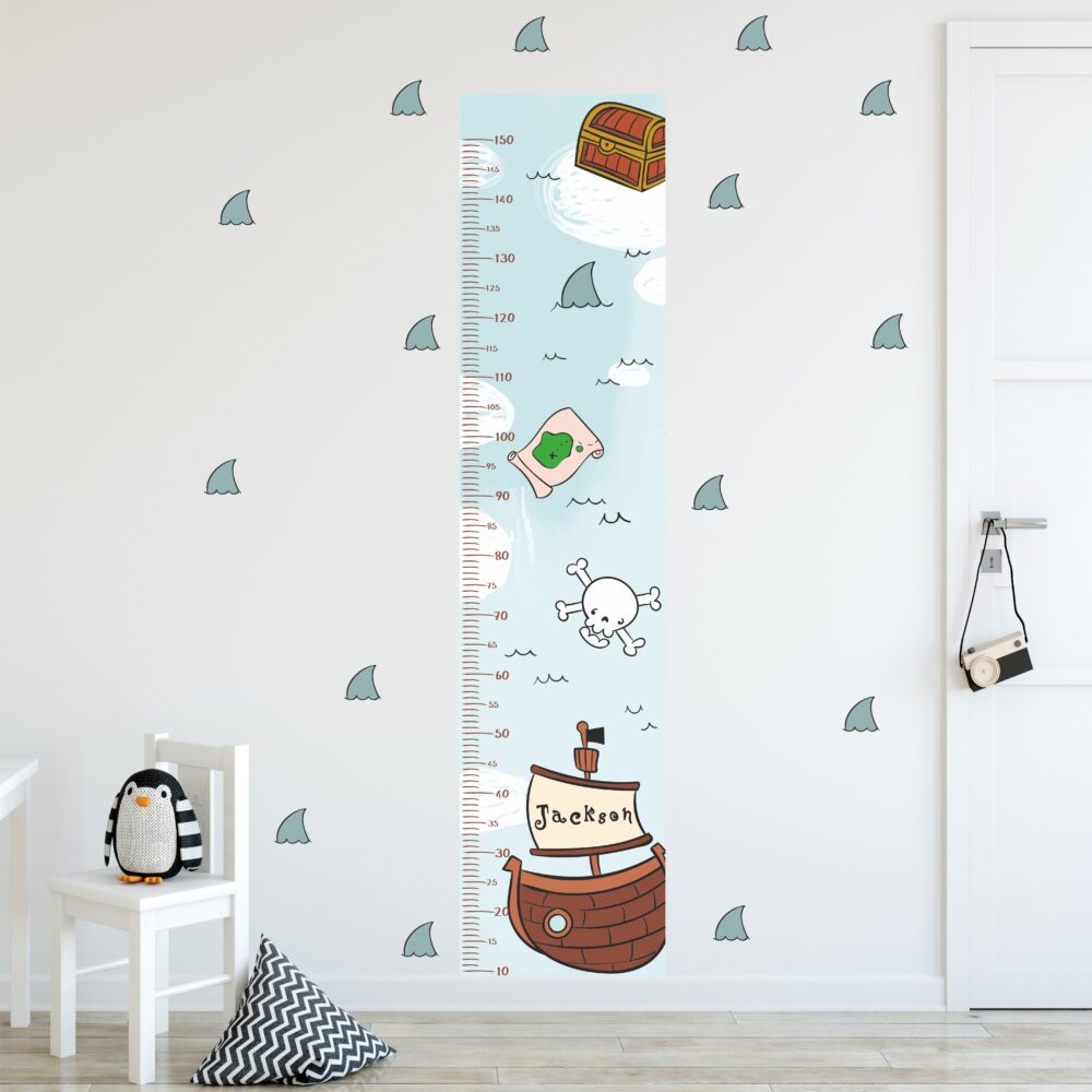 Personolized Pirate Growth Chart Wall Decal