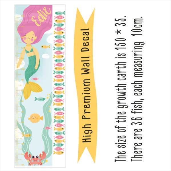 Personolized Mermaid Growth Chart Wall Decal