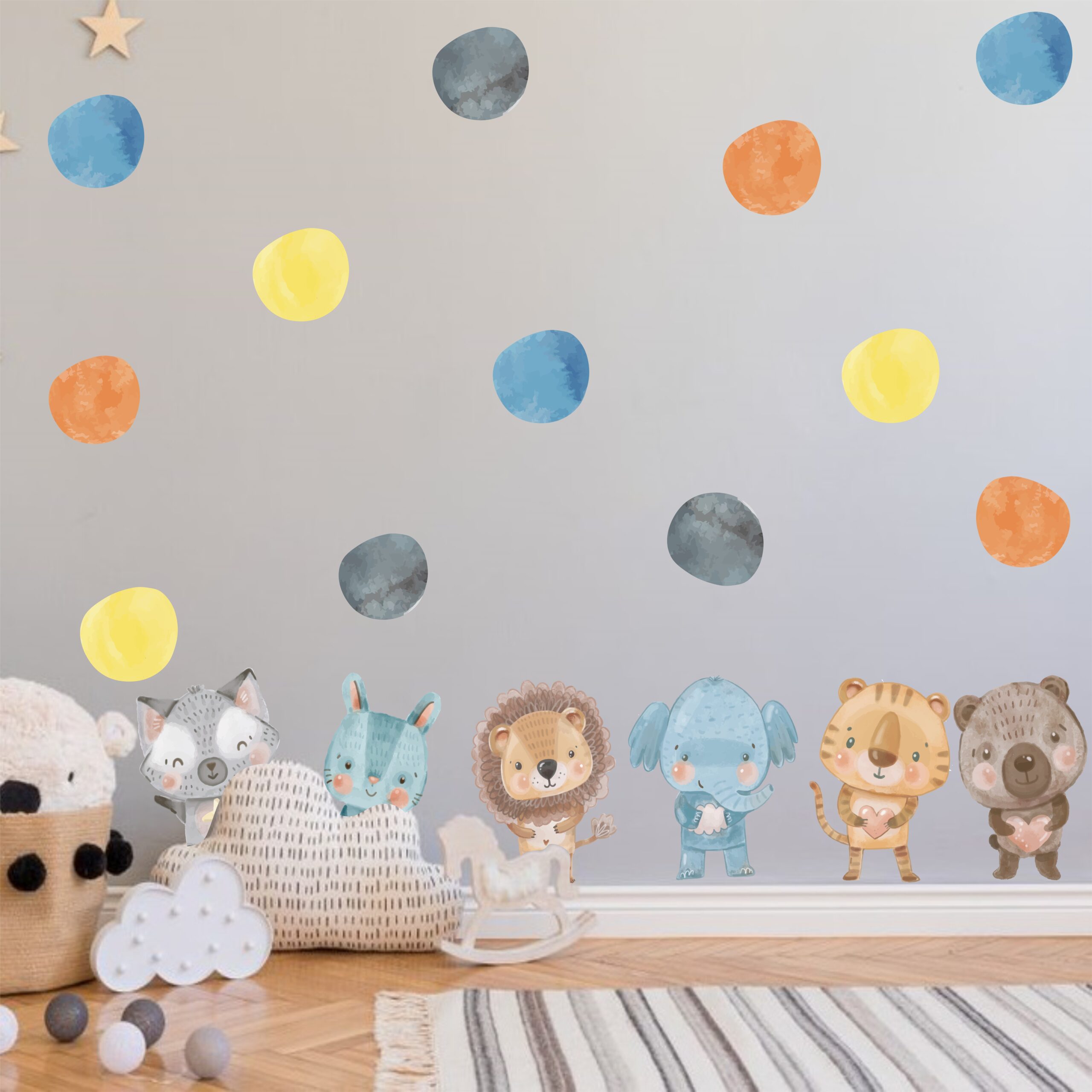 Polka Dots with Animals Wall Decals