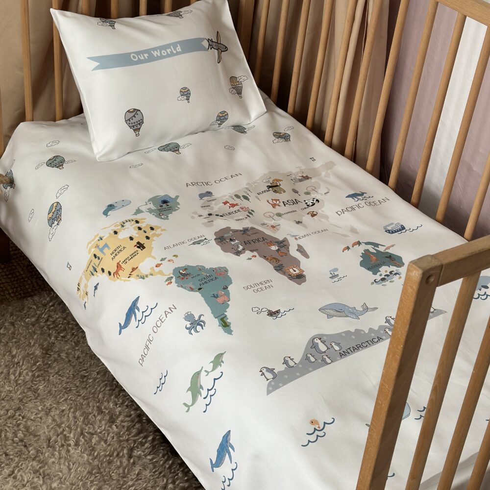 World Map Toddler Bedding