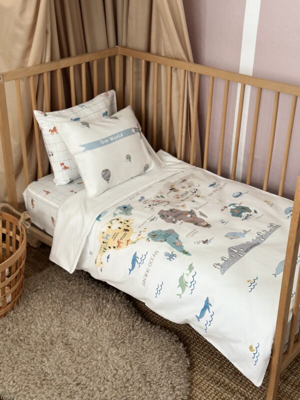 World Map Toddler Bedding