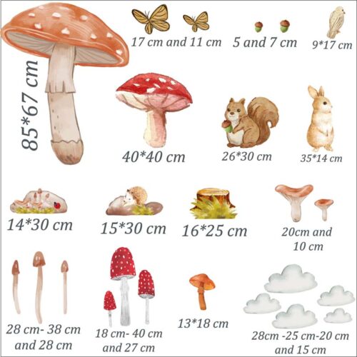 Big Mushroom Wall Decal Sizes