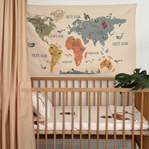 Boho Brave World Map Tapestry (1)