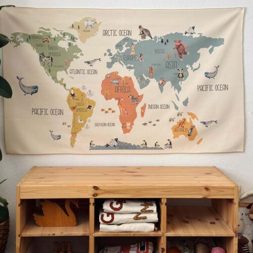 Boho Brave World Map Tapestry (2)