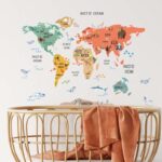 COLORFUL WORLD MAP CORAL DECAL (2)