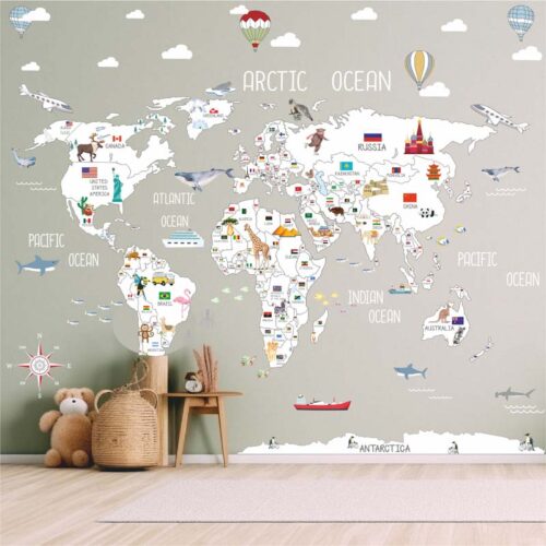 COUNTRIES WHITE WORLD MAP DECAL (1)