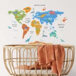 DINOSAUR COLORFUL WORLD MAP DECAL (3)