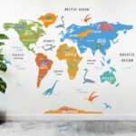 DINOSAUR COLORFUL WORLD MAP DECAL (5)