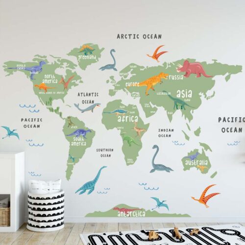 DINOSAUR GREEN WORLD MAP DECAL (1)