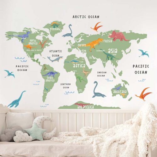 DINOSAUR GREEN WORLD MAP DECAL (2)