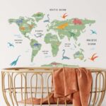 DINOSAUR GREEN WORLD MAP DECAL (3)