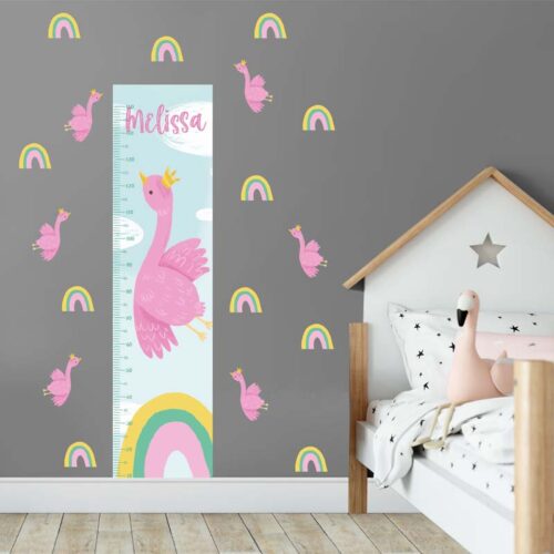 Personalized Flamingo Growth Chart Wall Decal