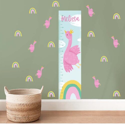 Personalized Flamingo Growth Chart Wall Decal