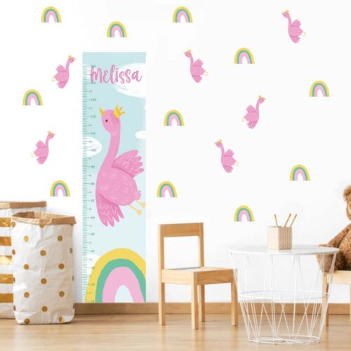 Personalized Flamingo Growth Chart Wall Decal