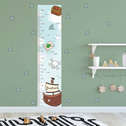 Personalized Pirate Growth Chart Wall Decal