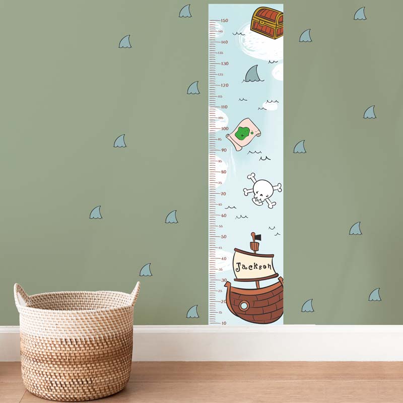 Personalized Pirate Growth Chart Wall Decal