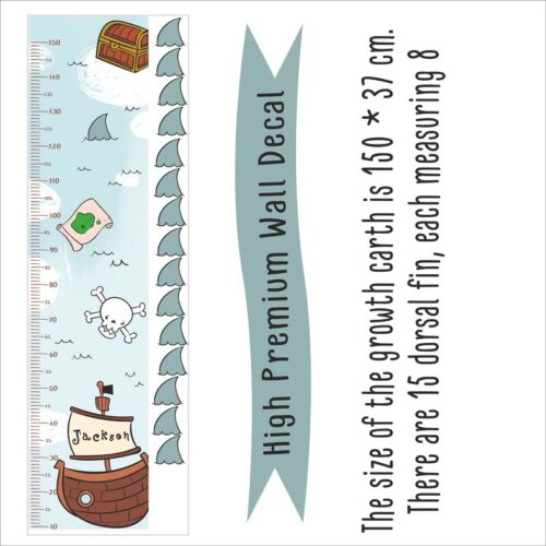 Personalized Pirate Growth Chart Wall Decal