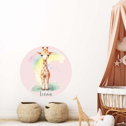 Personalized Round Giraffe Wall Decals 3 1