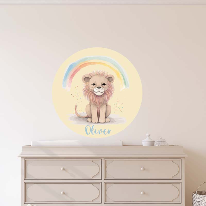 Personalized Round Lion Wall Decals