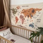 World Map Mustard Tapestry (4)