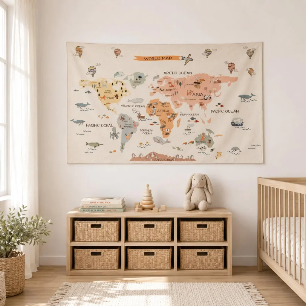 1 Dreamland World MapOrganic COtton Wall Decor 1 1