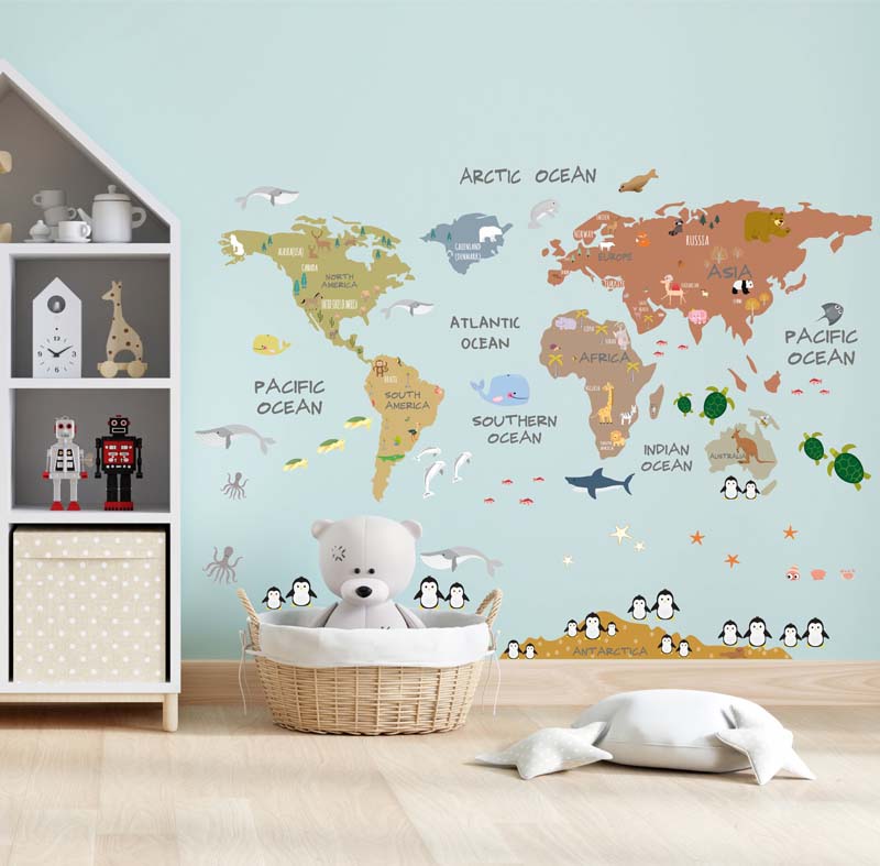 ANIMALS SOFT WORLD MAP DECAL 3