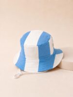 Blue Stripe Muslin Baby Sun Hat (2)