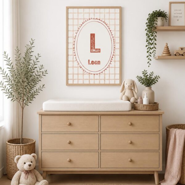 Checkered Personalized Name Fabric Art Print