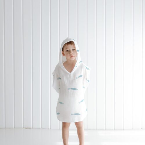 Marine Hooded Towel Poncho for Kids