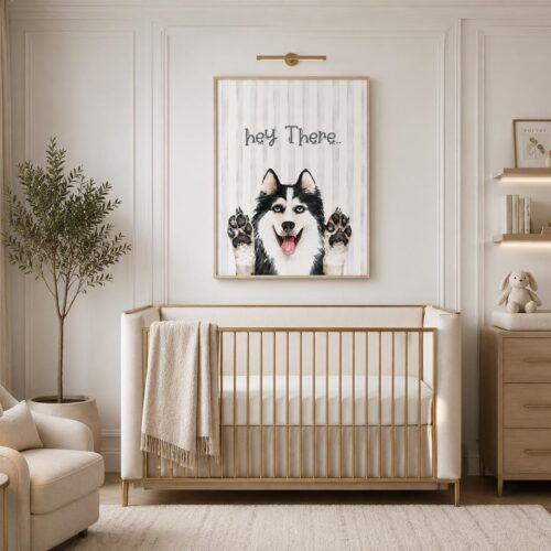 Husky Fabric Wall Art Print for Nursery & Kids Room1