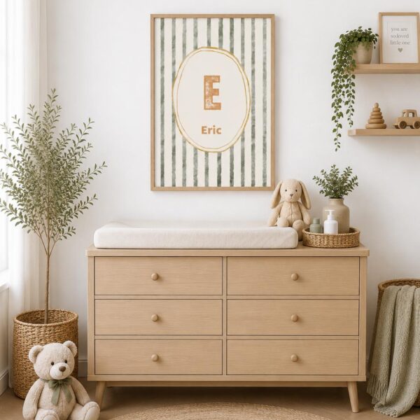 Initial Personalized Fabric Art Print