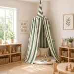 Organic Cotton Kids Room Stripe Forest Canopy (6)
