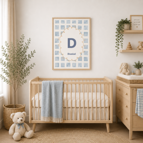 Personalized Name Initial Fabric Art Print1