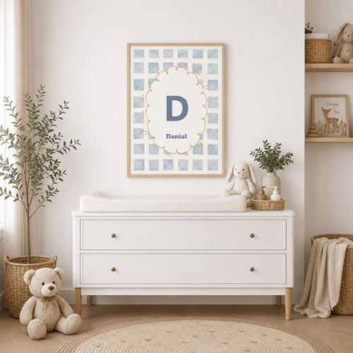 Personalized Name Initial Fabric Art Print2