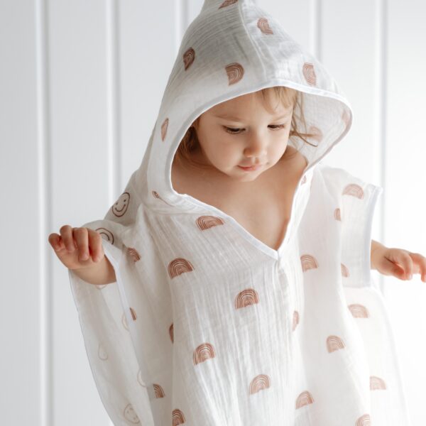 Rainbow Hooded Towel Poncho for Kids