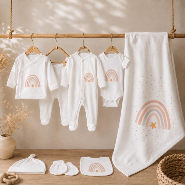 Rainbow Newborn Coming Home Outfit Organic Cotton Set