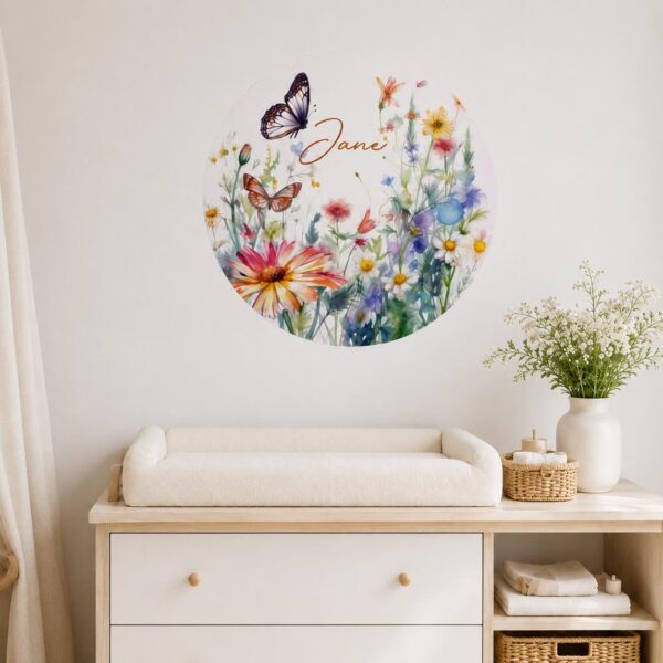 Personalized Floral Nursery Textile Decal