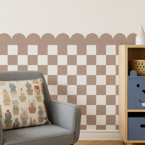 Scalloped Checkered Half Wallpaper