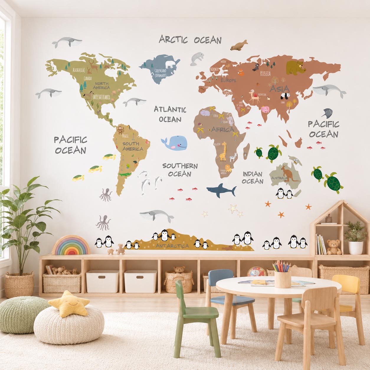 Removable World Map Animal Pvc Free Decal1 Removable World Map Animal Pvc Free Decal1