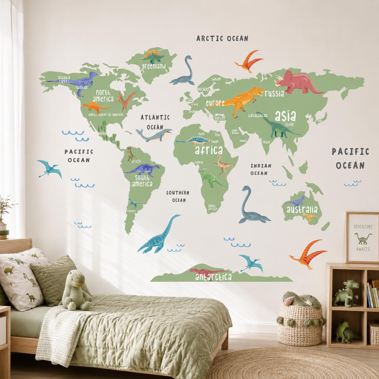 Removable World Map Dinosaur Green Pvc Free Decal1 Removable World Map Dinosaur Green Pvc Free Decal1