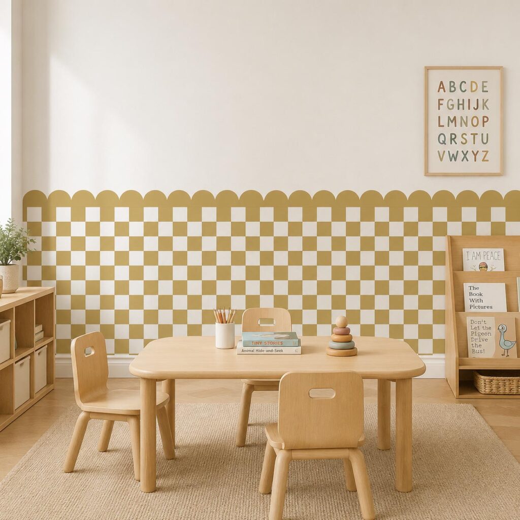 Scalloped Checkered Cozy Wainscoting5