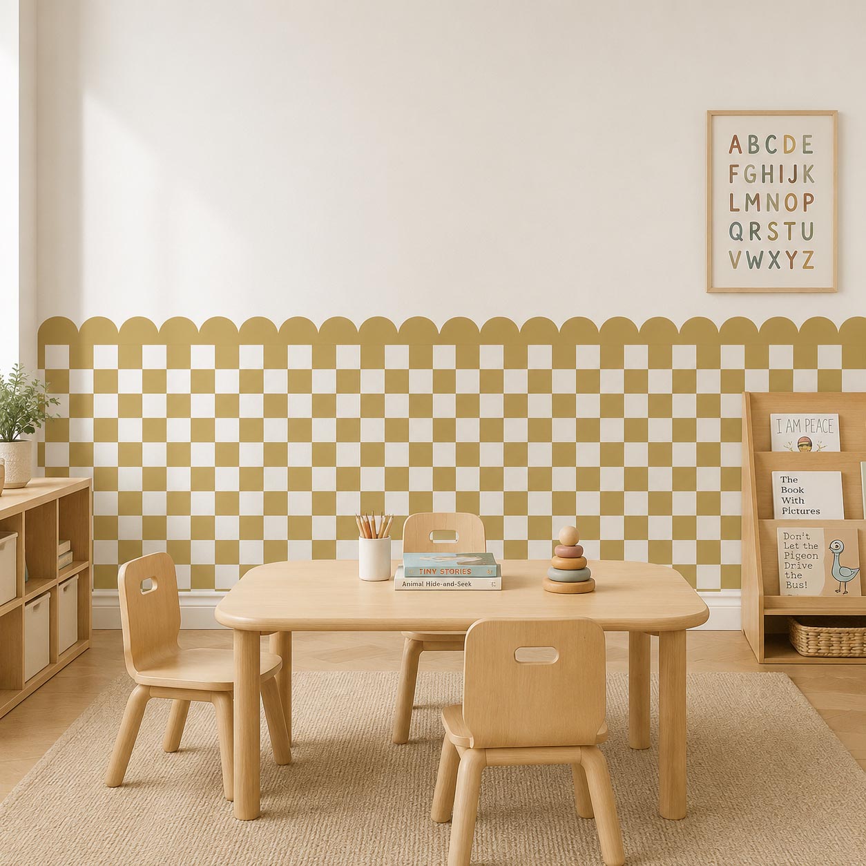 Scalloped Checkered Cozy Wainscoting5